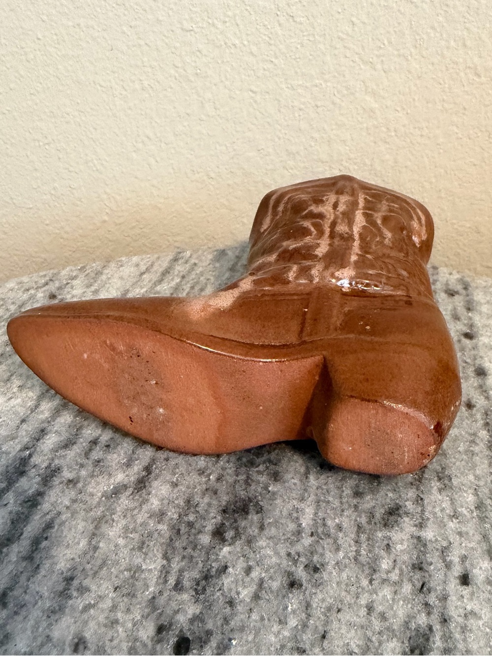 Vintage Frankoma Brown Glazed Ceramic Cowboy Boot Vase - Picture 6 of 7